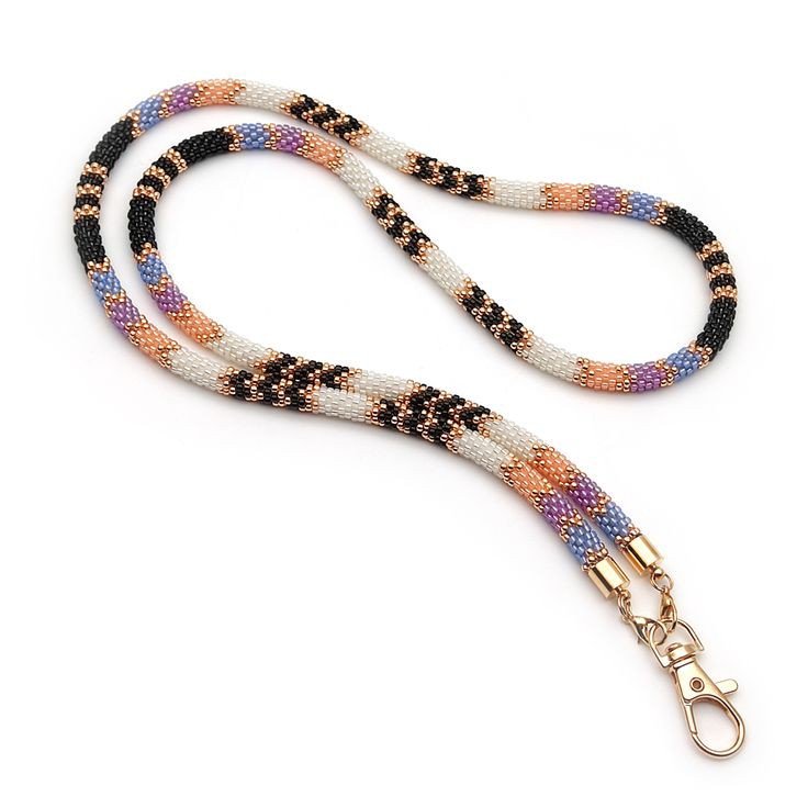 purple beadwork Lanyard teacher ID card holder nurse beaded badge holder beads holder ID CARD necklace lanyard