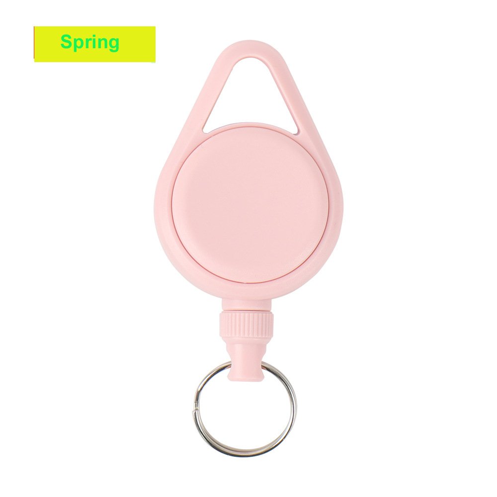 Outdoor Macaron-Shaped Wire Retractable Keychain Quick Load Ring Braided Rope Cross Border Badge Color blocked woven rope Holder