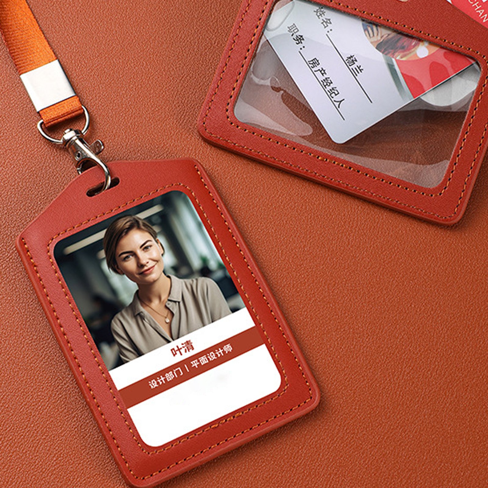 Transparent Single Side Imitation Leather Document Cover for Work for ID Passport Credit Card Exhibition Badge