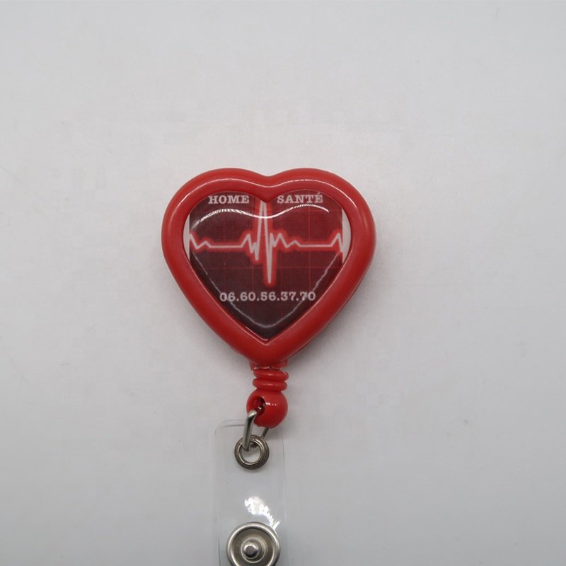 Custom Love Heart Retractable Nurse Badge Reel Clip ABS ID Card Badge Holder