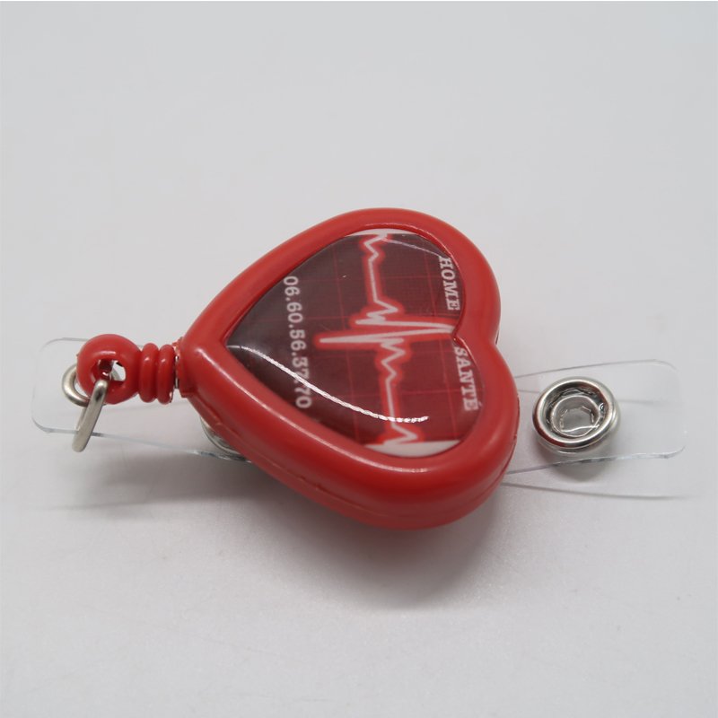 Custom Love Heart Retractable Nurse Badge Reel Clip ABS ID Card Badge Holder