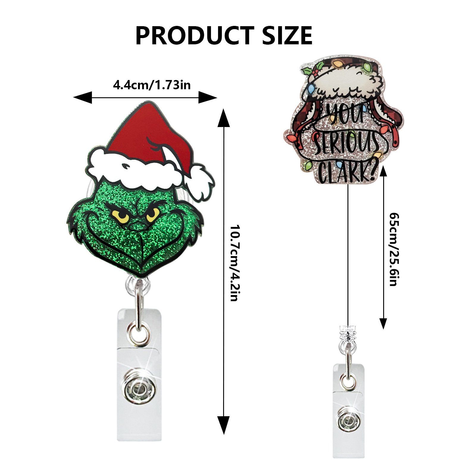 A-017 Grinch Stole Christmas Acrylic Nurse ID Badge Reel Retractable Badge Holder with 360° Rotatable Back Clip Christmas Gift