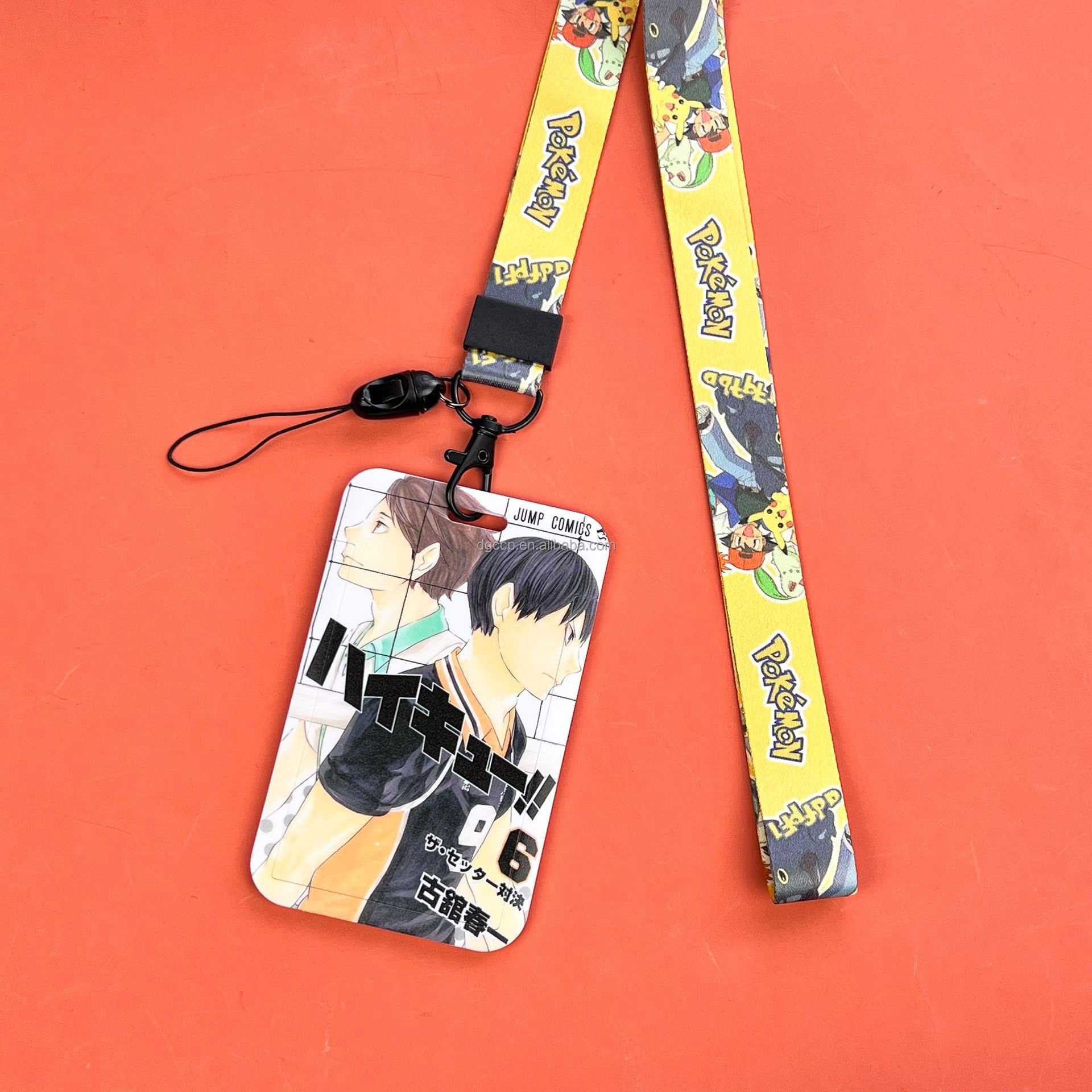 Wholesale Japanese anime characters Haikyuu lanyard with card holder for Student ID card holder
