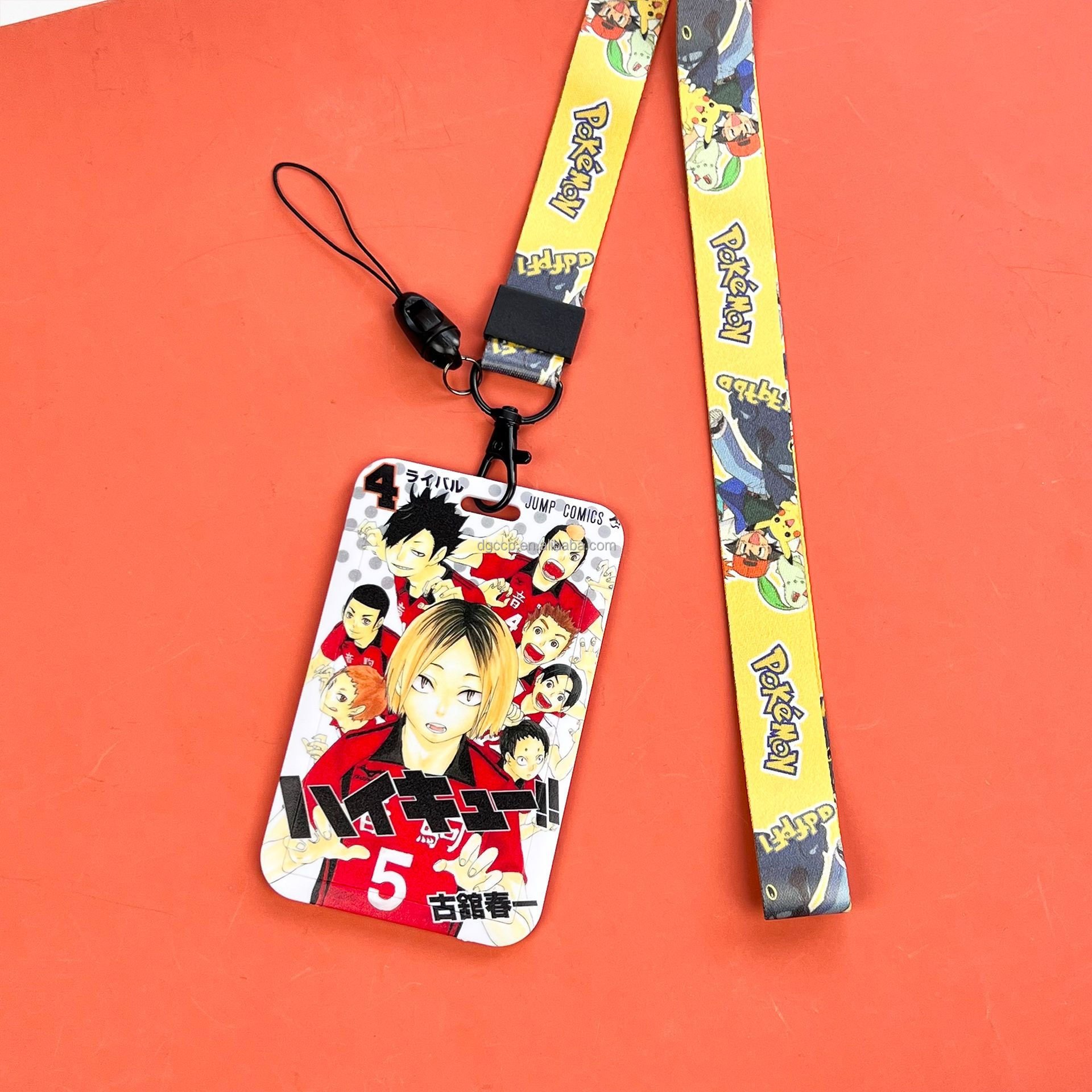 Wholesale Japanese anime characters Haikyuu lanyard with card holder for Student ID card holder