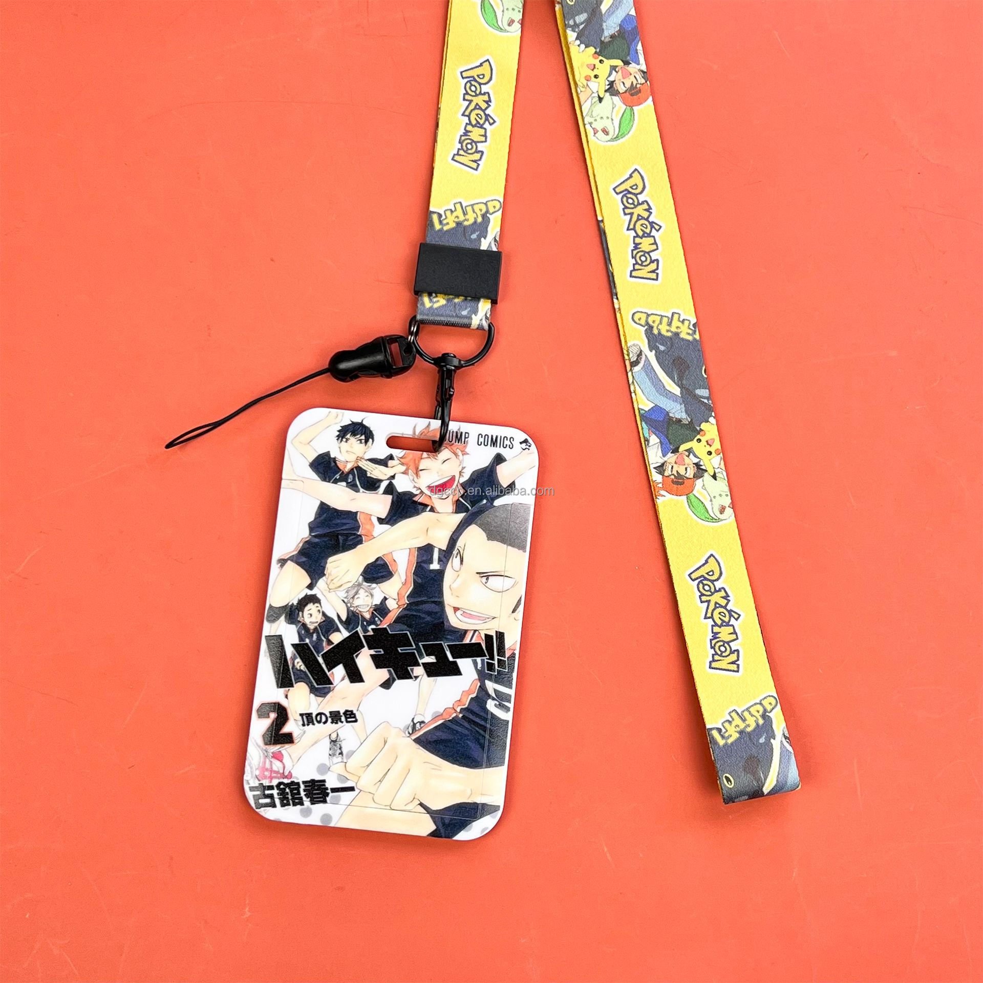 Wholesale Japanese anime characters Haikyuu lanyard with card holder for Student ID card holder
