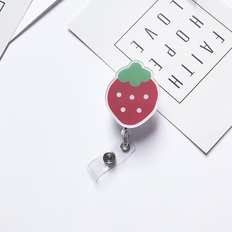 Cartoon cute Acrylic Retractable Badge Holder Reels with Belt Clip, ID Card Holder Name Badge Reel Clips for Students Teachers
