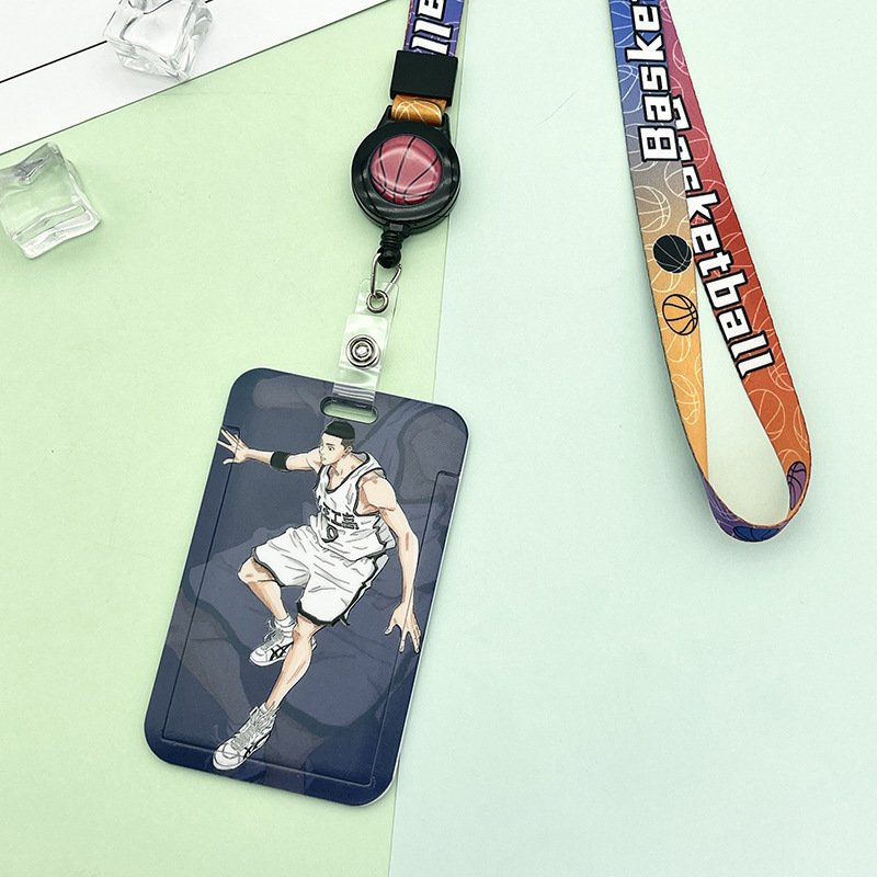 New Arrival Anime Slam Dunk Sakuragi Hanamichi Rukawa Kaede Retractable Yoyo Badge Reel Neck Strap Lanyards with ID Card Holder