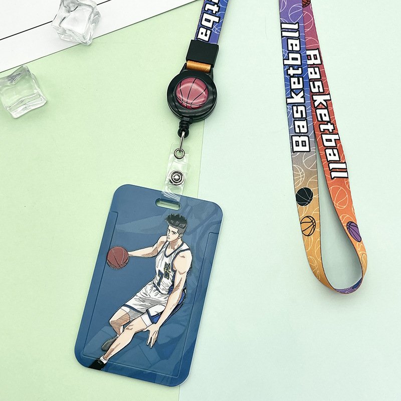 New Arrival Anime Slam Dunk Sakuragi Hanamichi Rukawa Kaede Retractable Yoyo Badge Reel Neck Strap Lanyards with ID Card Holder
