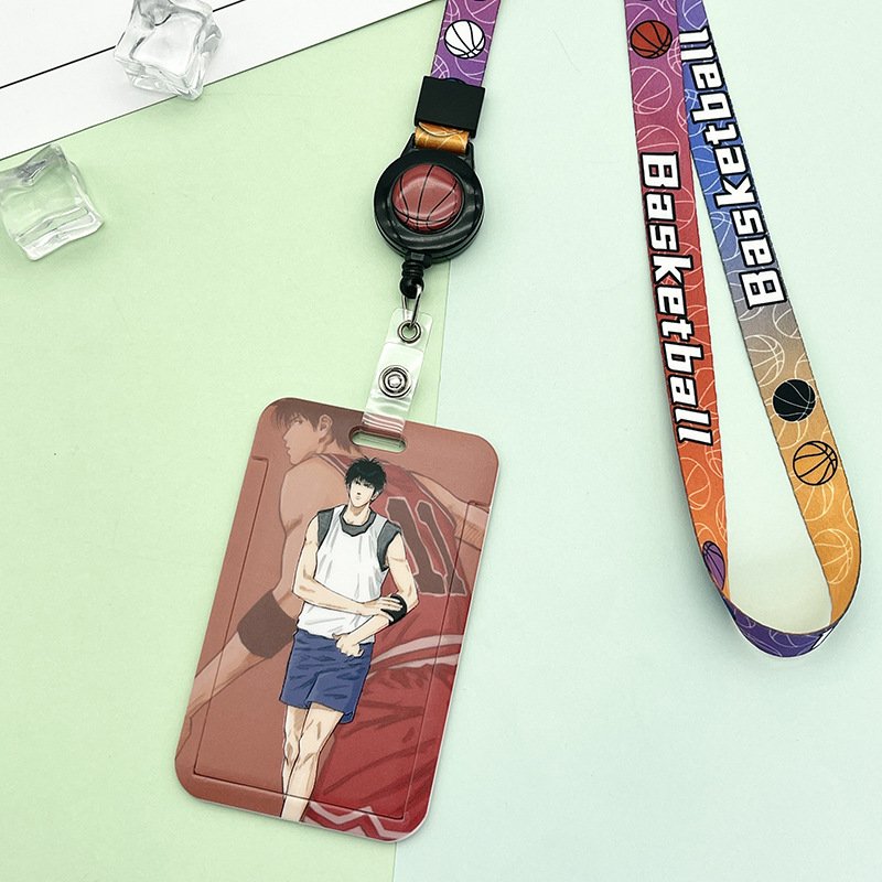 New Arrival Anime Slam Dunk Sakuragi Hanamichi Rukawa Kaede Retractable Yoyo Badge Reel Neck Strap Lanyards with ID Card Holder