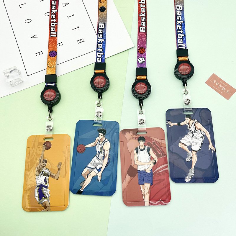 New Arrival Anime Slam Dunk Sakuragi Hanamichi Rukawa Kaede Retractable Yoyo Badge Reel Neck Strap Lanyards with ID Card Holder
