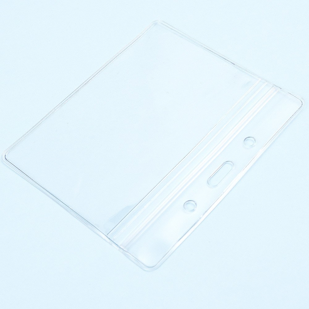 Customized Badge Cover Protector Resealable Waterproof A7 Pvc Id Card Holders For Name Badges Vinyl Name Tag Holders For Lanyard