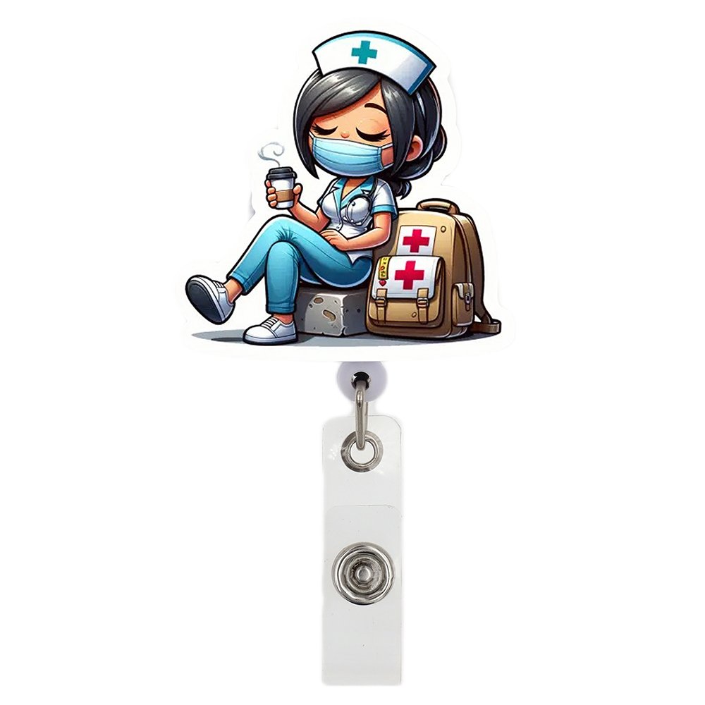 Customized Acrylic Badge Holder Nurse Doctor Medical Plastic Retractable Badge Reel For Nurse Accessories