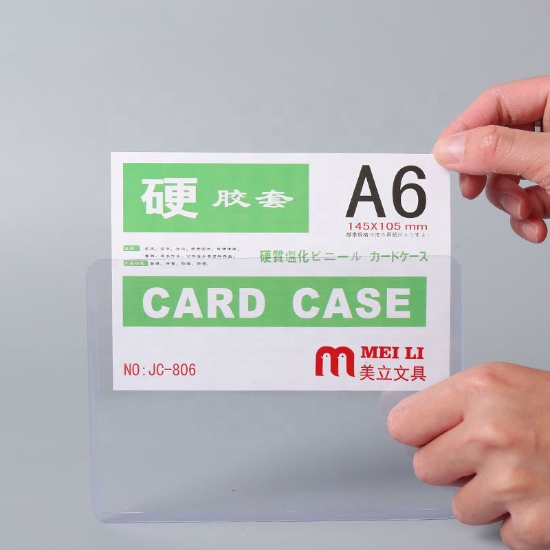 High Quality Customization Pvc Material Id Card Holder Hard Sleeve Transparent Protective Id Card Holder with Different Size