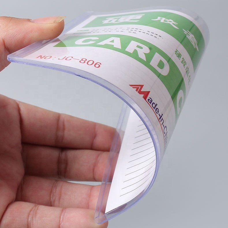 High Quality Customization Pvc Material Id Card Holder Hard Sleeve Transparent Protective Id Card Holder with Different Size