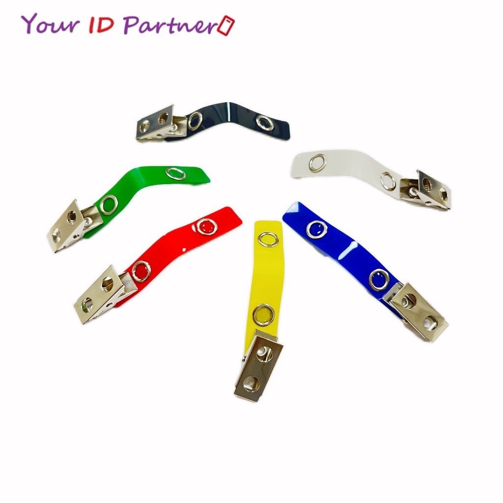 Assorted Color Spring ID Card Clips with Popper