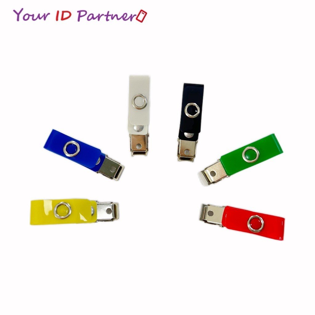 Assorted Color Spring ID Card Clips with Popper