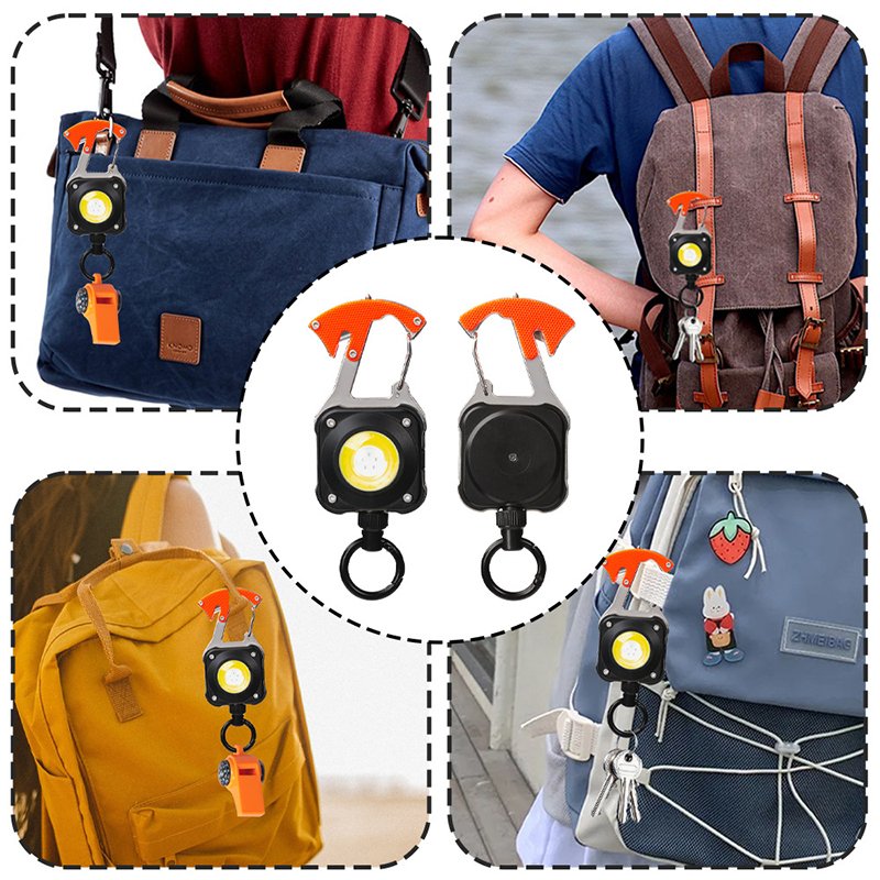 New Custom Outdoor Multi-Function Escape Hammer Portable Led Strong Flashlight Strong Rechargeable Badge Reel Holder For Fishing