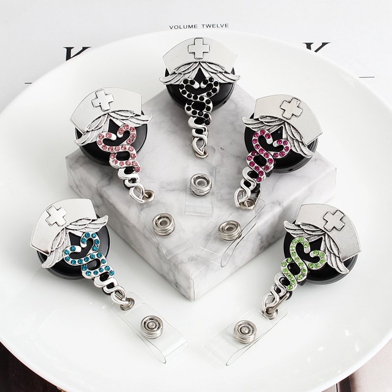 Badge Reels Retractable Sliver Badge Holder with Swivel Alligator Clip Funny ID Decoration Nurse Name Decor