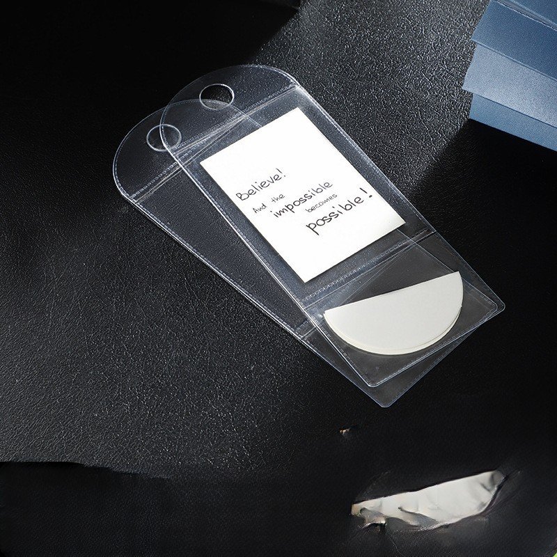 Customized transparent PVC garment tag bag flat button frosted plastic price label card holder