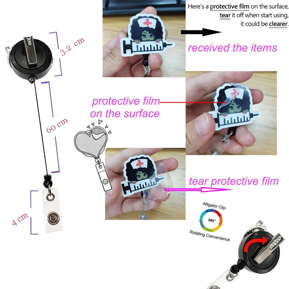 New Acrylic PHLEB Nursing NICU Mental Medical Badge Reel Office Supply Worker Decoration Badge Holder Nurse Accessories