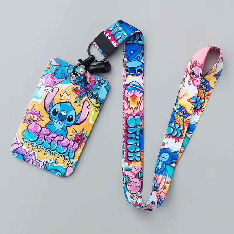 wholesale cartoon lanyards custom printed long polyester anime lanyard with id card badge holder