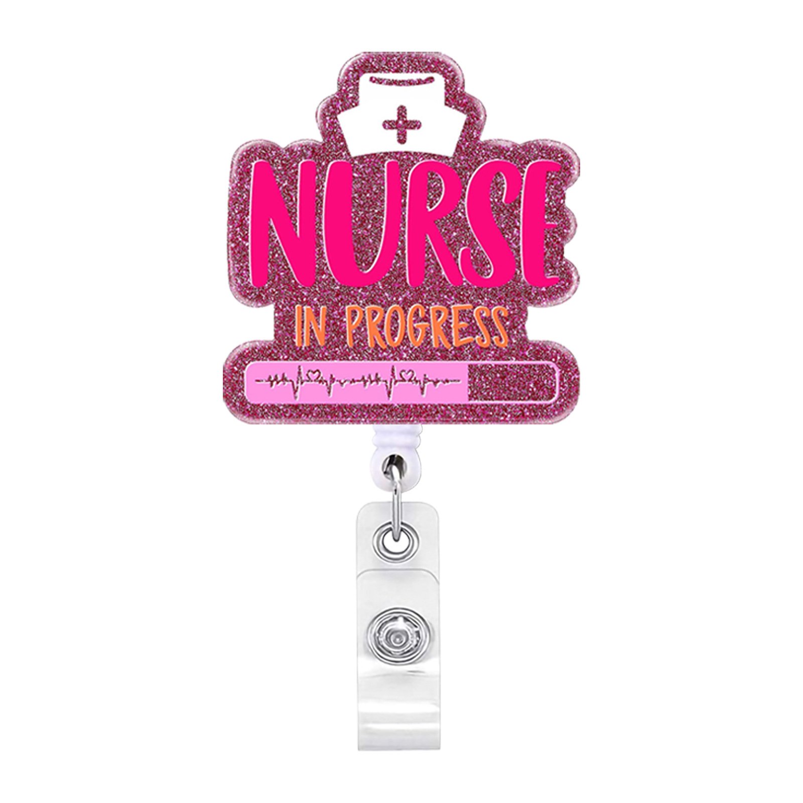 Easy To Pull Glitter Cartoon Student Retractable Clip Teacher Office Nurse Badge Reel Badge Holder & Accessories For Work