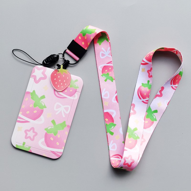 Wholesale High Quality Cute Fruit Avocado Design Polyester Neck Strap Personalized Lanyard with Plastic ID Card Badge Holder