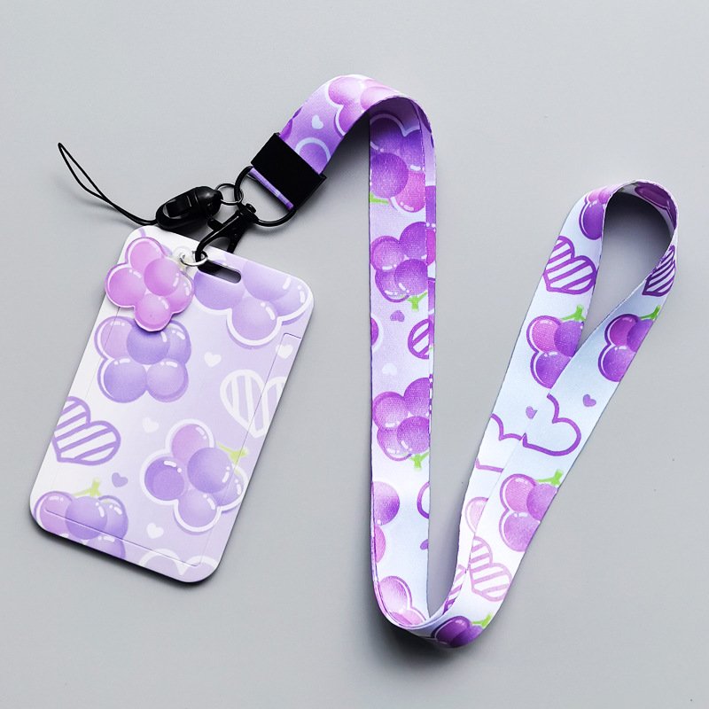 Wholesale High Quality Cute Fruit Avocado Design Polyester Neck Strap Personalized Lanyard with Plastic ID Card Badge Holder