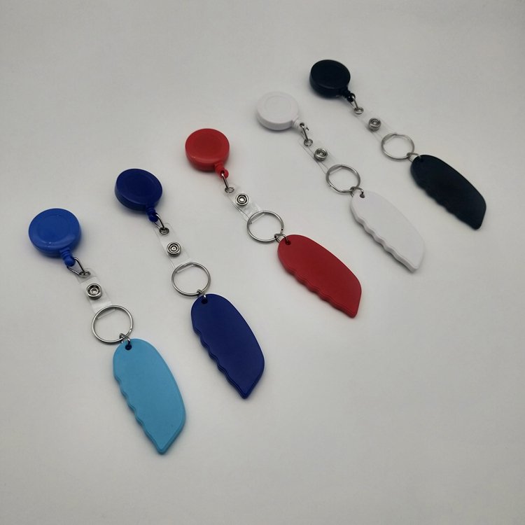 Safety Carton Box Cutter Knife with Retractable Keychain Badge Holder Carabiner Reels Key Holders Chains Nurse ID Badge Clip