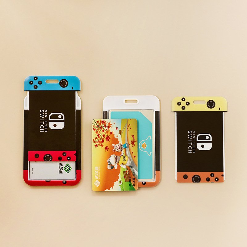 PU Leather ID Badge Case Clear and Color Border Lanyard Holes Bank Credit Card Holders ID Badge Holders
