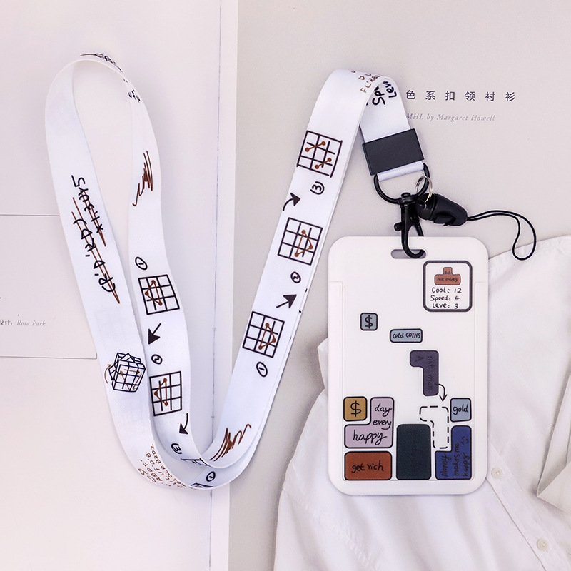 PU Leather ID Badge Case Clear and Color Border Lanyard Holes Bank Credit Card Holders ID Badge Holders