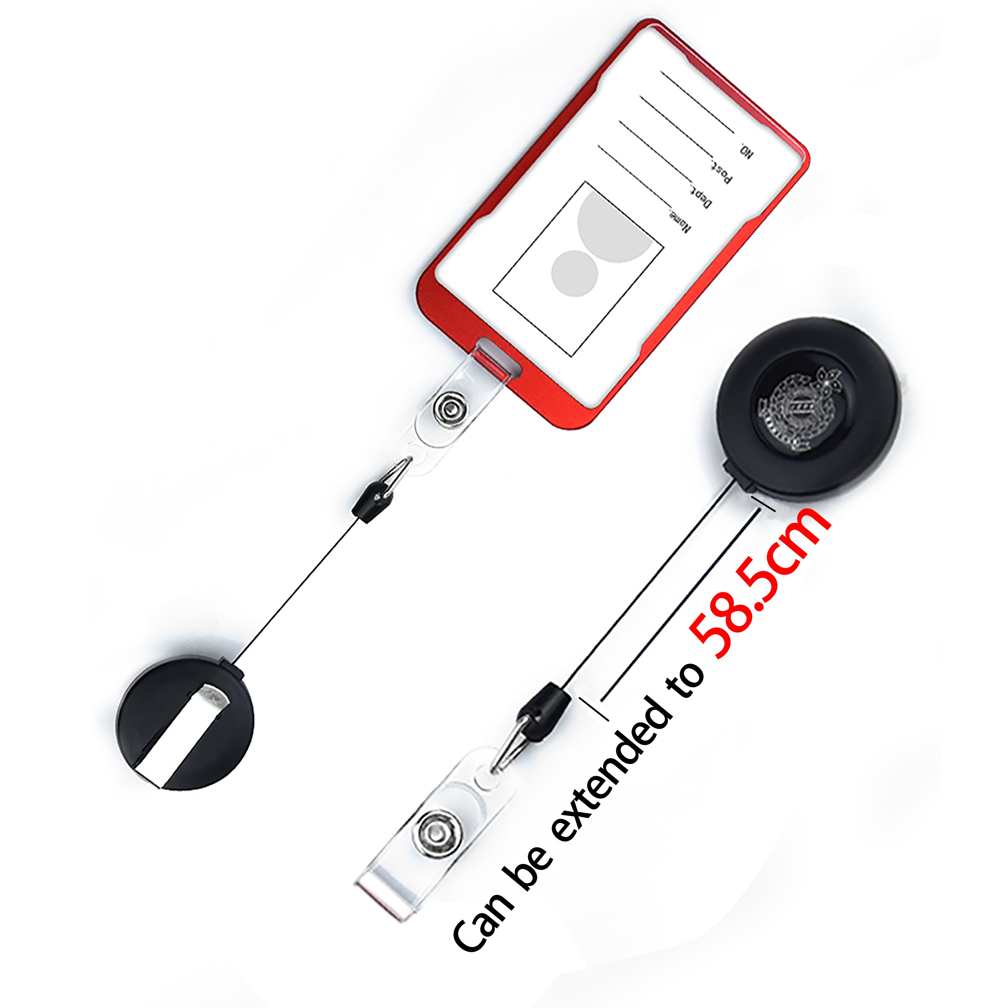 Metal ID Card Holder With Retractable Badge Reel Aluminium Alloy Badge Holder ID Card Protector