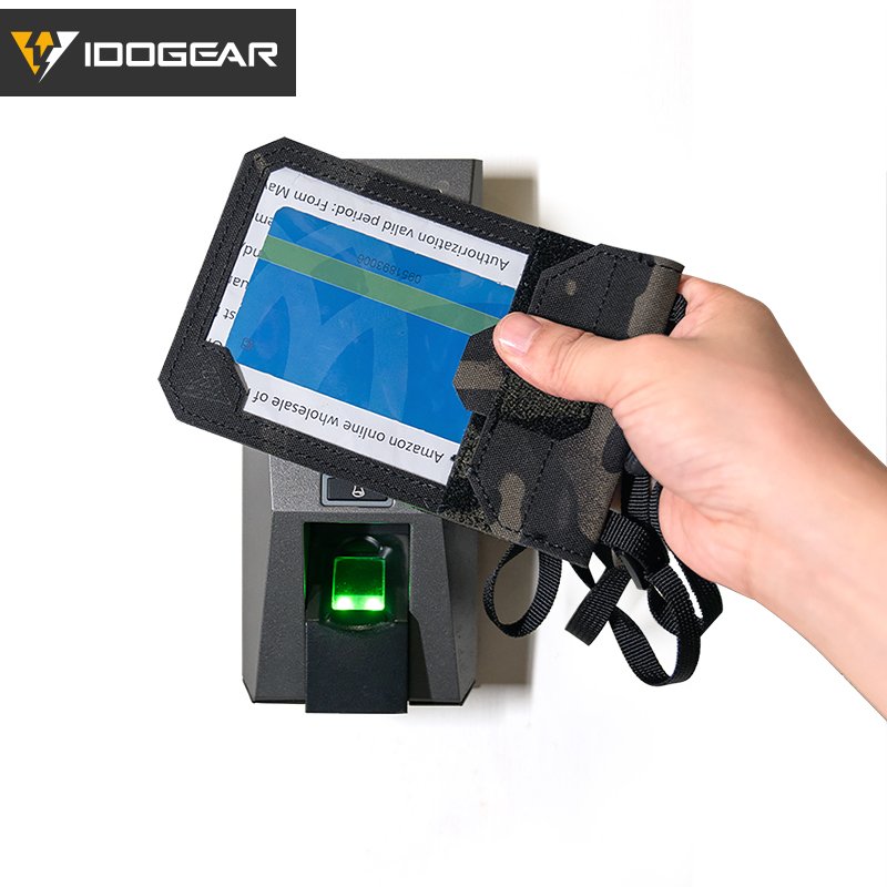 IDOGEAR Tactical ID Card Holder Credit Card Pouch Business Wallet Neck Lanyard Zipper ID Card Holder Badge Holders