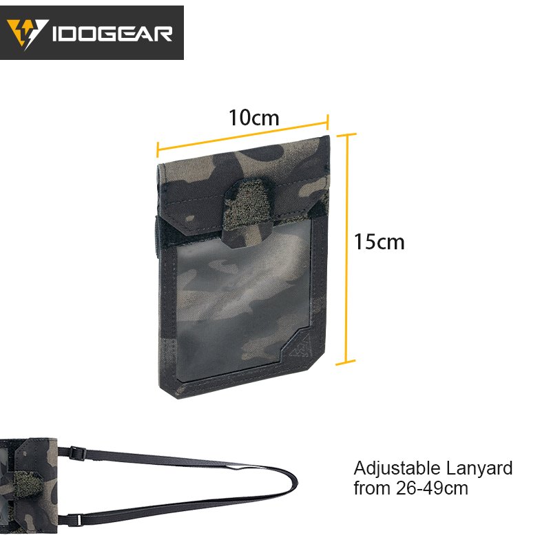 IDOGEAR Tactical ID Card Holder Credit Card Pouch Business Wallet Neck Lanyard Zipper ID Card Holder Badge Holders