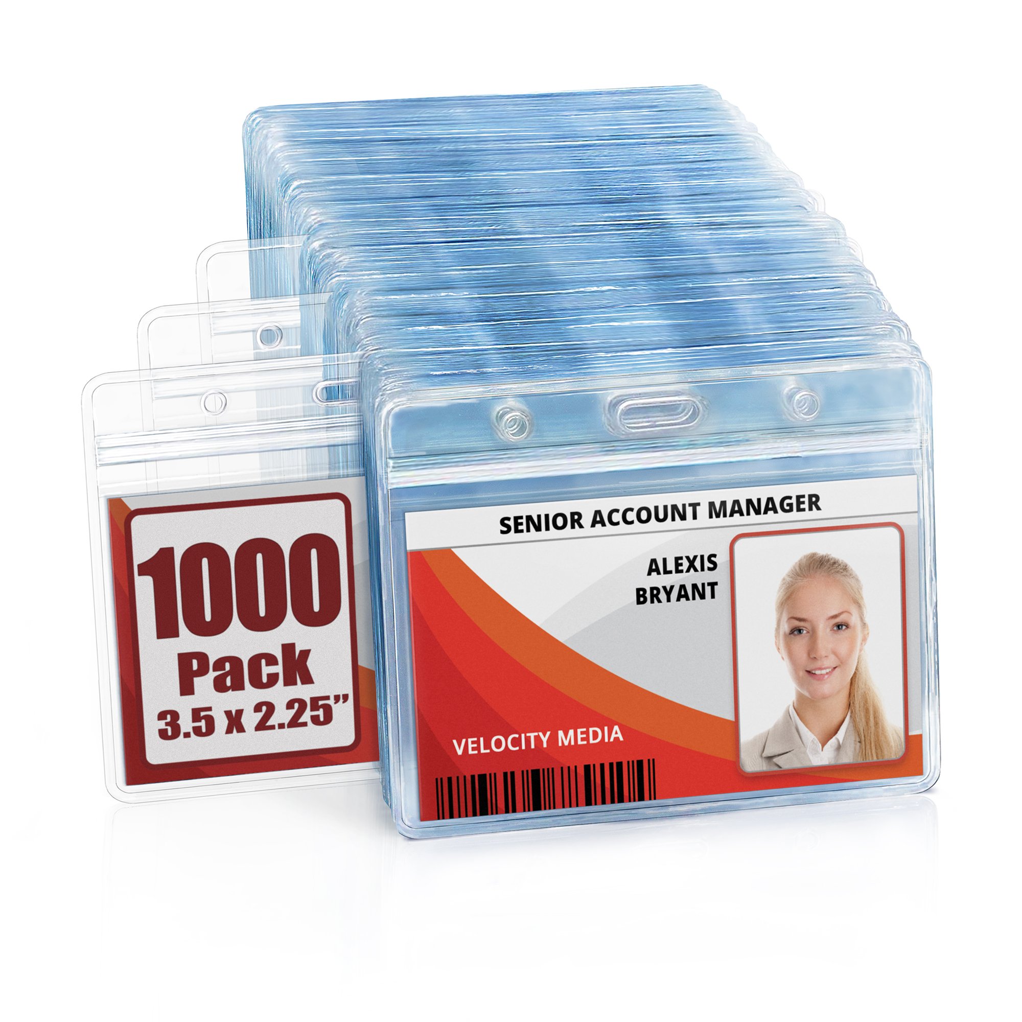 PVC ID Card Badge Holder Horizontal Slot Zipper Waterproof 3.5" x 2.25" Bulk Buy Name Tags For Office and School Usage