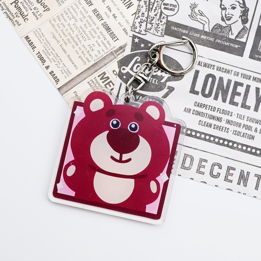 Custom Clear Acrylic Key chain Logo Cartoon Charm Pin Stand Plastic Key Chain Anime Acrylic Key chain Custom Badge Accessories