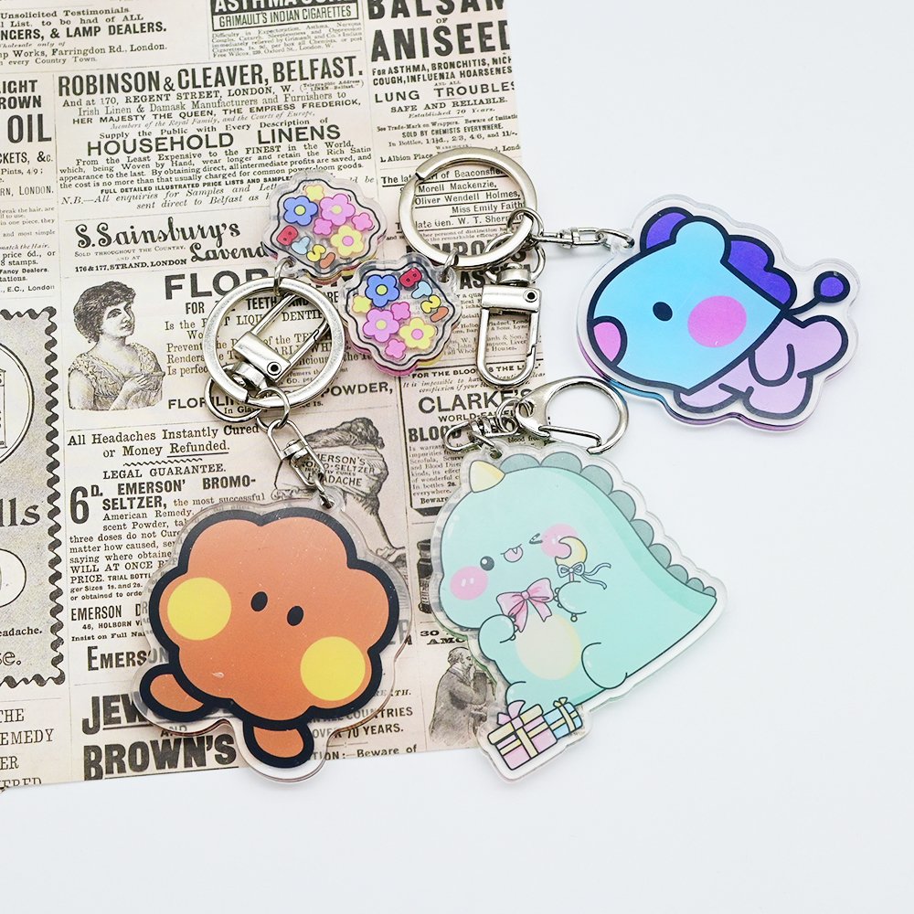 Custom Clear Acrylic Key chain Logo Cartoon Charm Pin Stand Plastic Key Chain Anime Acrylic Key chain Custom Badge Accessories