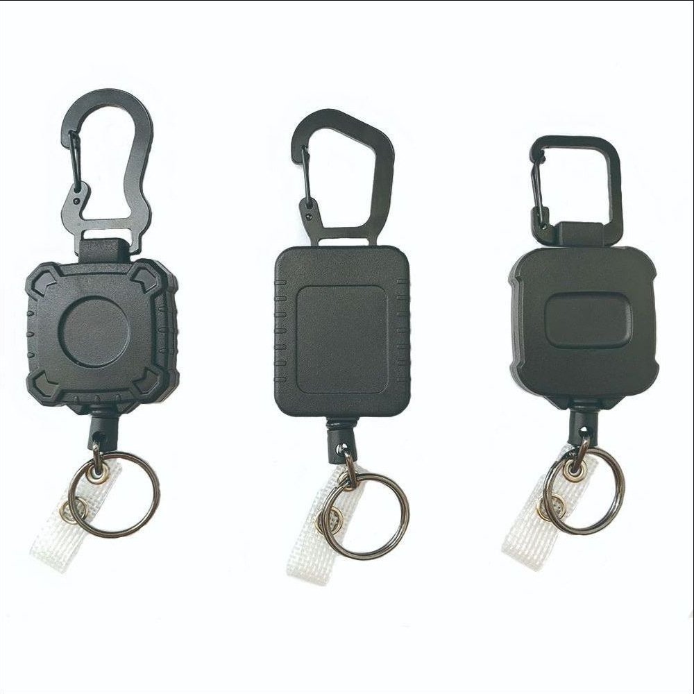 Outdoor Retractable Wire Rope Badge Holder Anti-Lost Metal Carabiner Hooks Badge Reel with Vinyl Snap And Kryring
