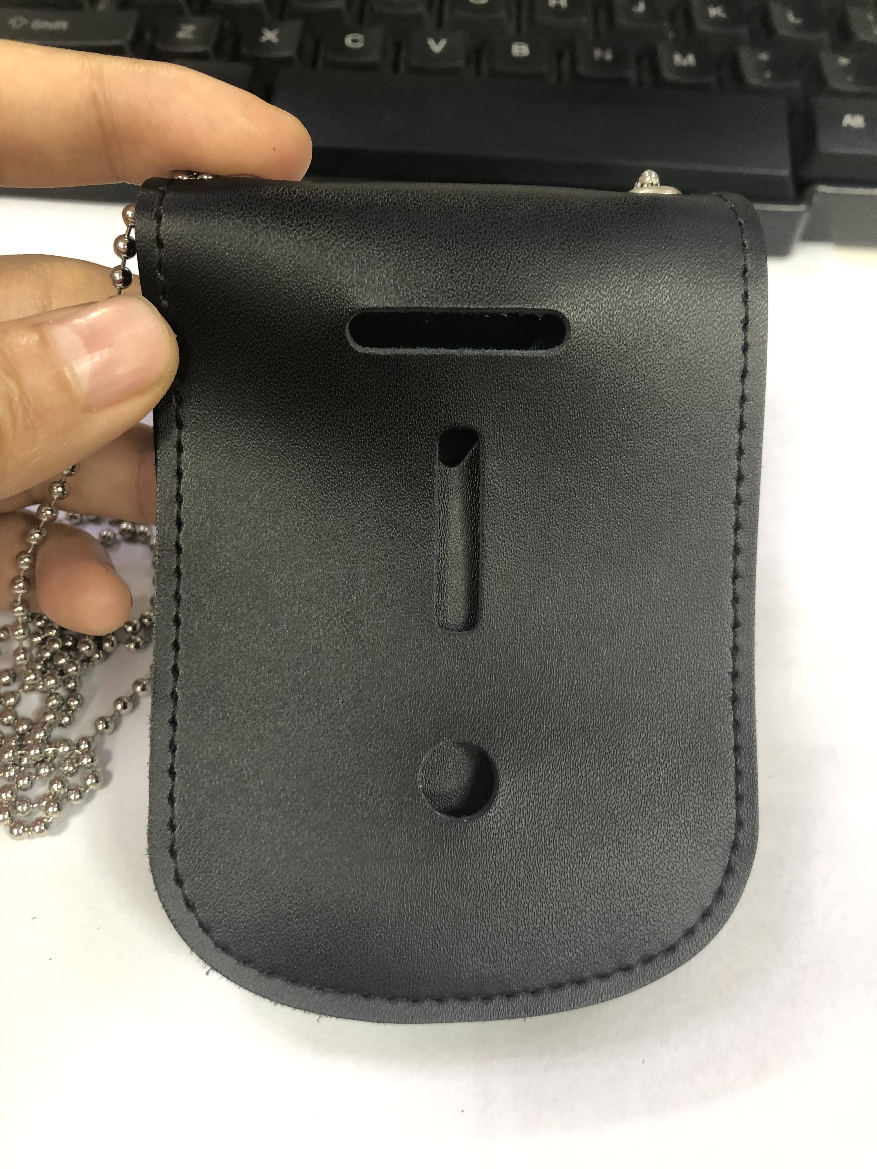 Custom Logo Badge Purse Split Genuine Leather Neck Wallet Badge Holder ID Card Holder Badge Case