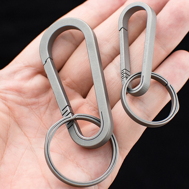 Belt Side Pushing Loop Keychain Clip Titanium Key Holder with Detachable Key Ring for Duty Belt, Lanyards, ID Badges Holder