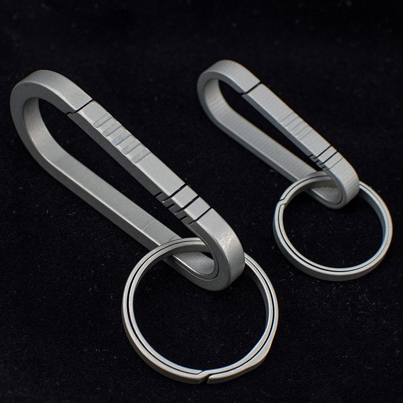 Belt Side Pushing Loop Keychain Clip Titanium Key Holder with Detachable Key Ring for Duty Belt, Lanyards, ID Badges Holder