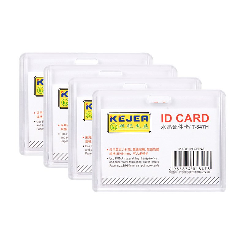 KEJEA T-847 Acrylic Clear Hard Plastic Badge ID Card Holder Office Work Name Badge Holder