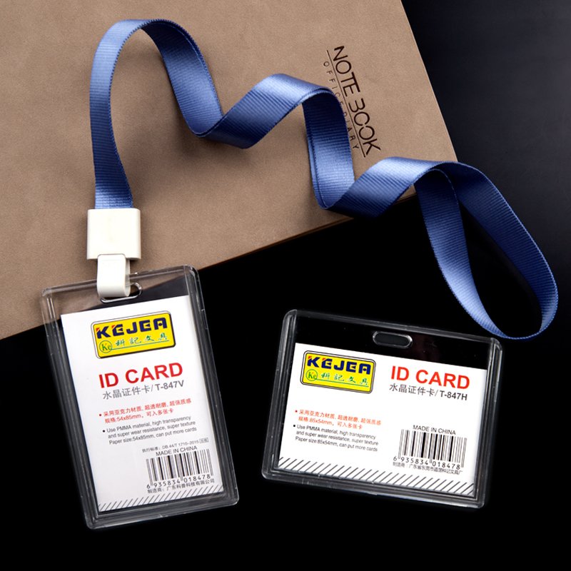 KEJEA T-847 Acrylic Clear Hard Plastic Badge ID Card Holder Office Work Name Badge Holder