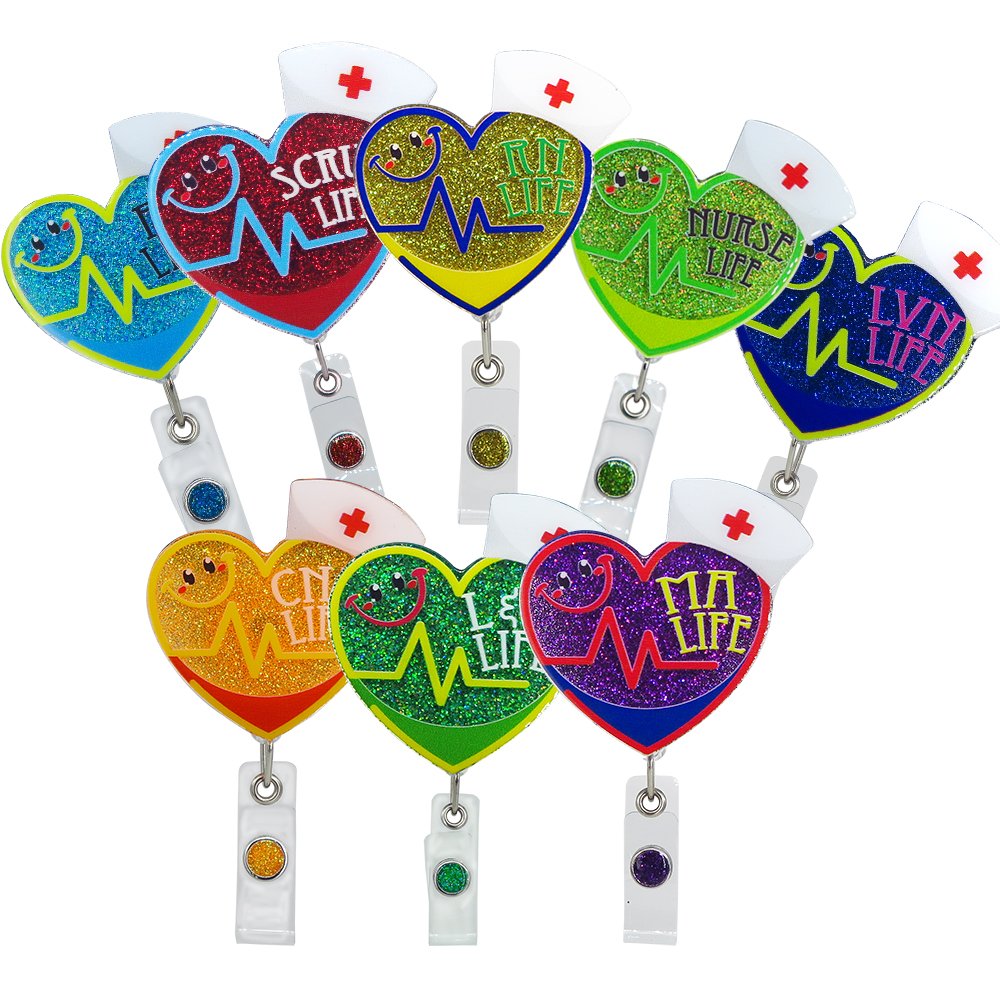 Hot sale Wholesale Decorative Office Badge Holder Reel for Name Card Retractable Bling Resin Badge Reel With Alligator Clip
