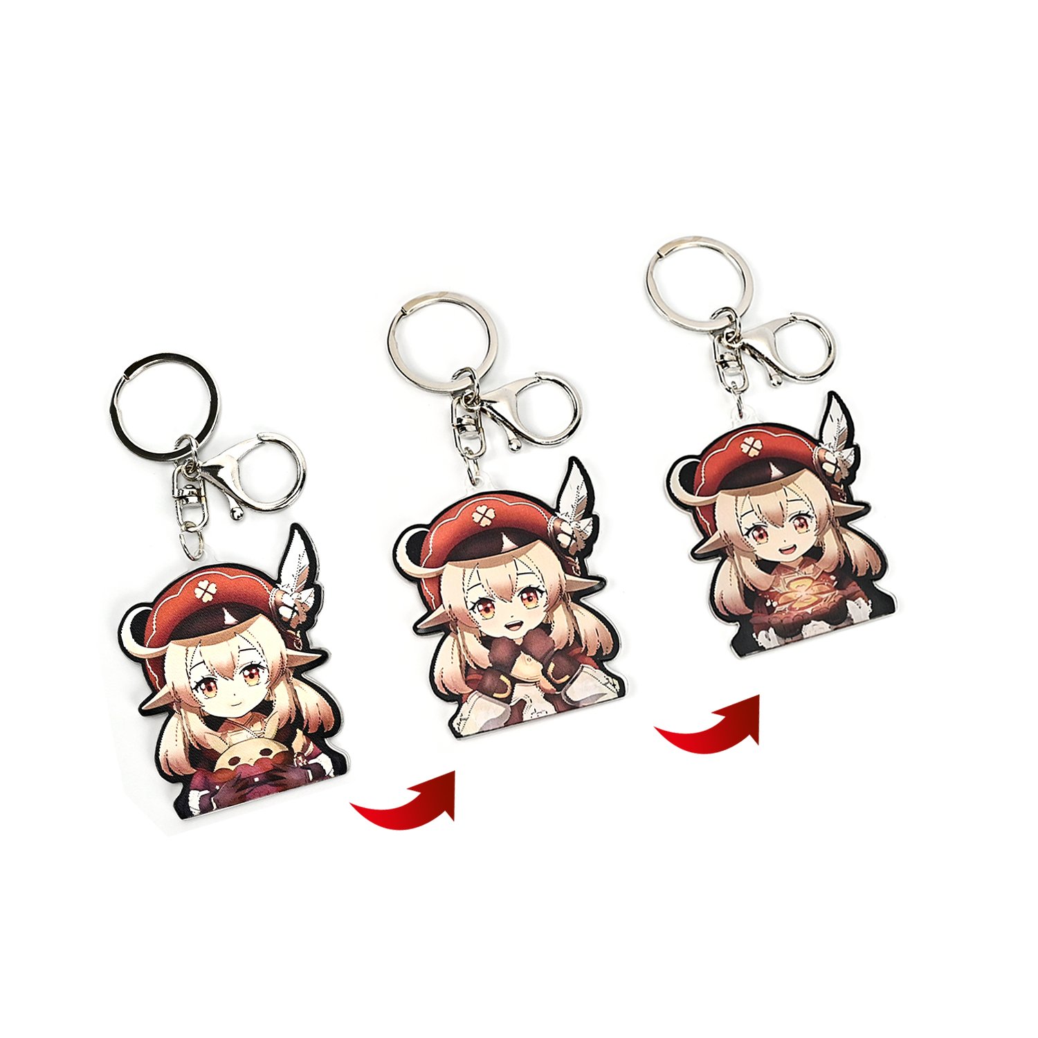High Quality 3D Motion Anime Keychains Bleach 3D Lenticular Flips Keyring UV Plastic Keychains Alloy Decorative Motion Keychains