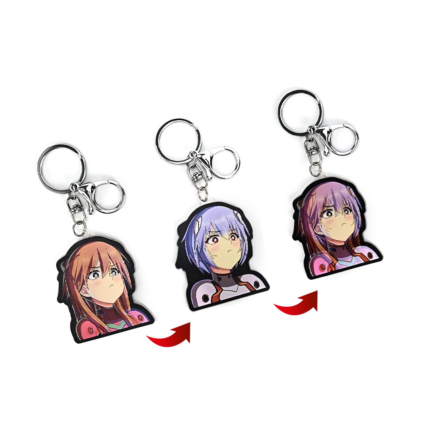 High Quality 3D Motion Anime Keychains Bleach 3D Lenticular Flips Keyring UV Plastic Keychains Alloy Decorative Motion Keychains