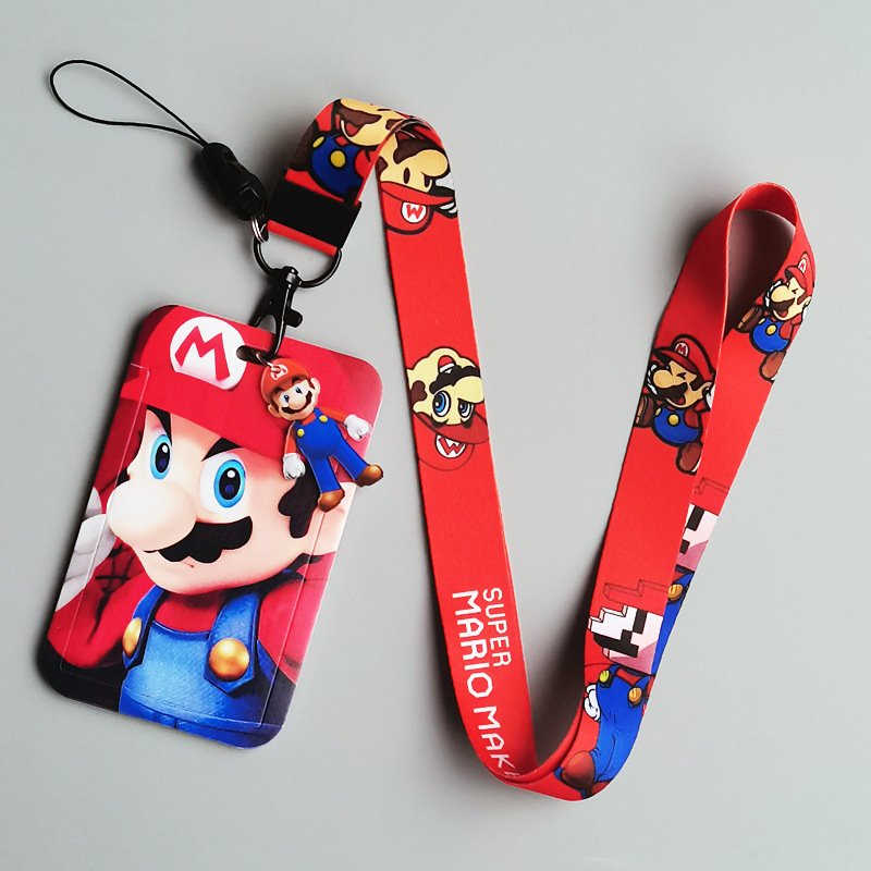 Lanyard Mario Portable ID Card Photo Holder Hot Selling Card Case Wholesale Cartoon Lovely Badge Cover Student Anime Bag Pendant