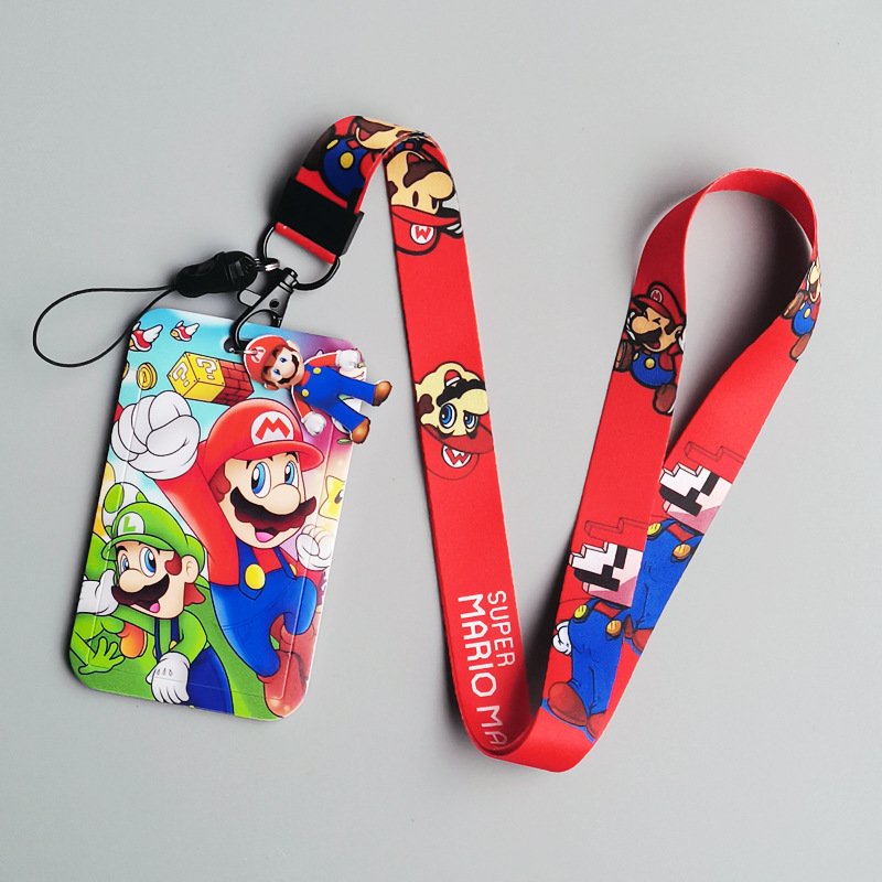 Lanyard Mario Portable ID Card Photo Holder Hot Selling Card Case Wholesale Cartoon Lovely Badge Cover Student Anime Bag Pendant