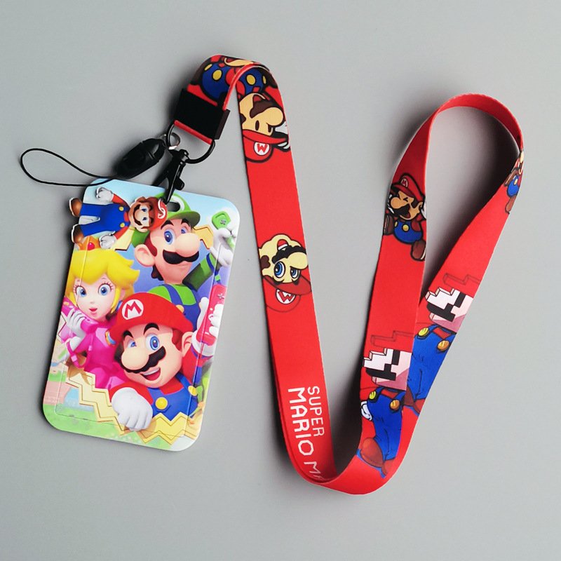 Lanyard Mario Portable ID Card Photo Holder Hot Selling Card Case Wholesale Cartoon Lovely Badge Cover Student Anime Bag Pendant
