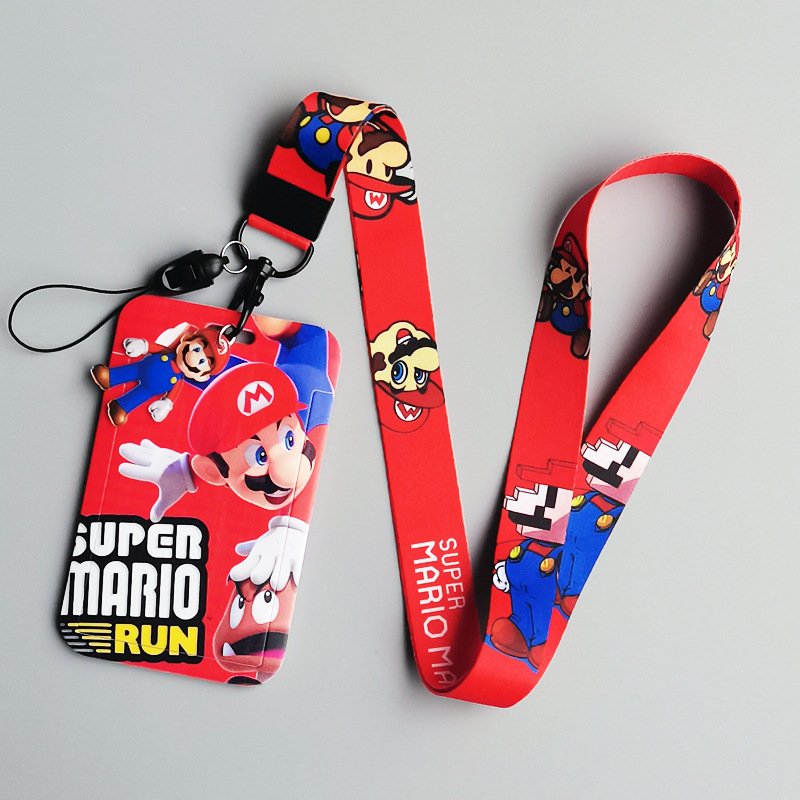 Lanyard Mario Portable ID Card Photo Holder Hot Selling Card Case Wholesale Cartoon Lovely Badge Cover Student Anime Bag Pendant